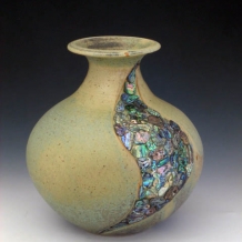 Large Abalone Inlayed Vase