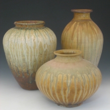 3 Large Ash Glaze Forms