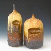 Two Ash Glaze Bottles